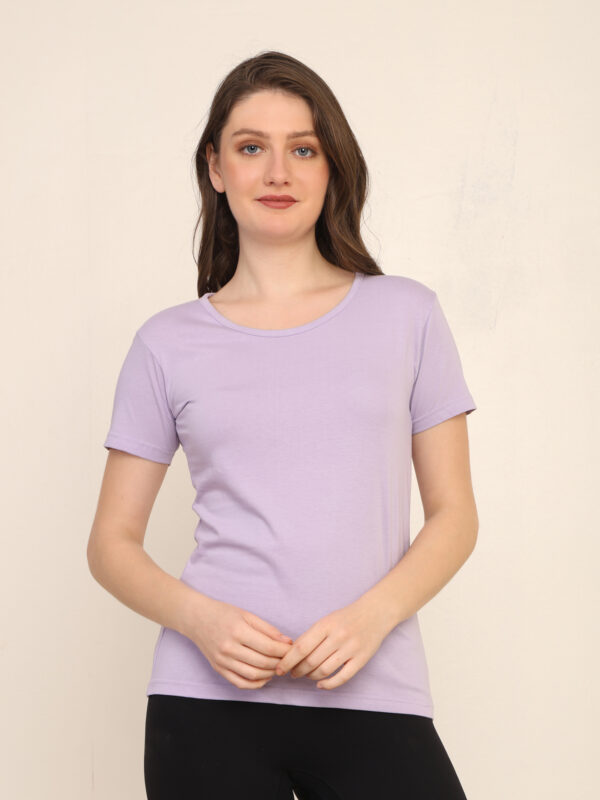 Absqura Solid Women Lavender T-Shirt