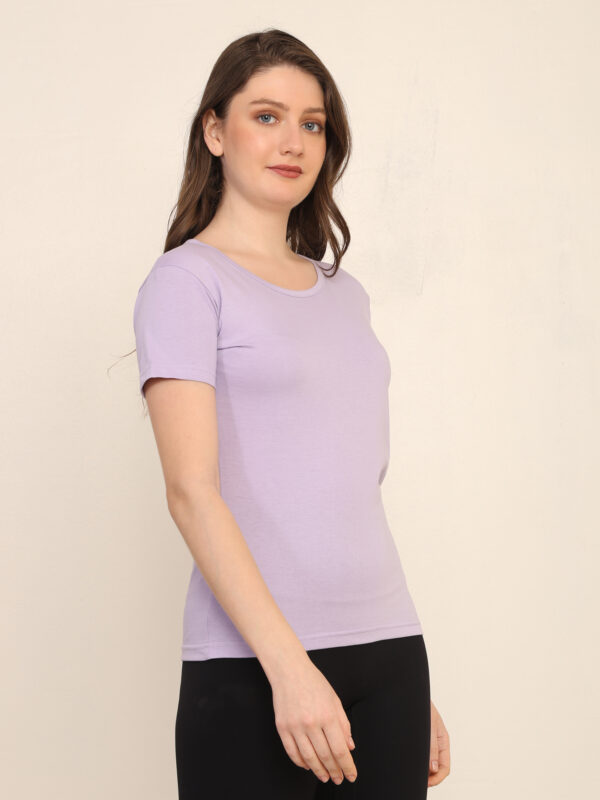 Absqura Solid Women Lavender T-Shirt