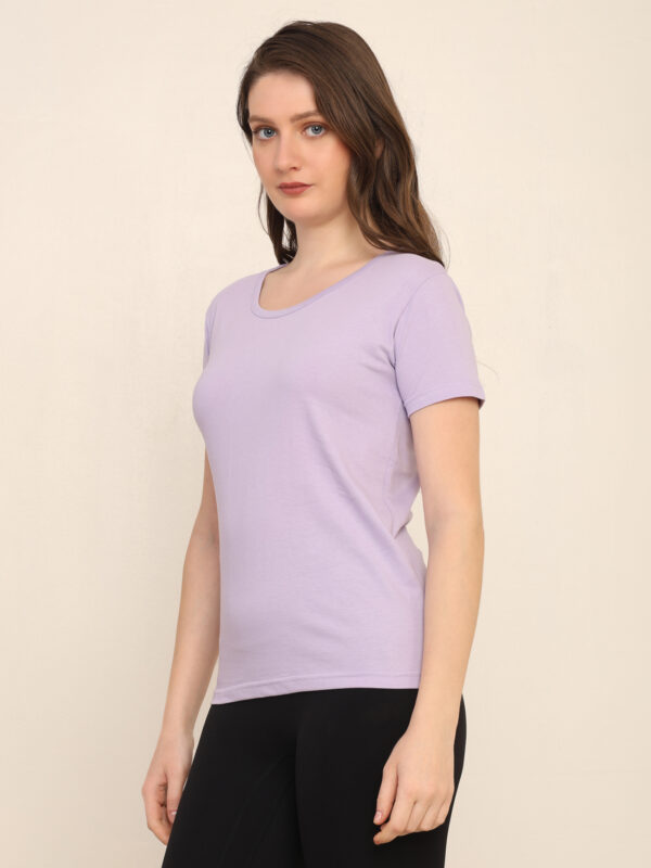 Absqura Solid Women Lavender T-Shirt