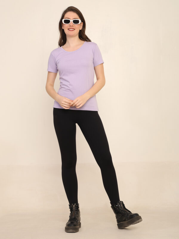 Absqura Solid Women Lavender T-Shirt