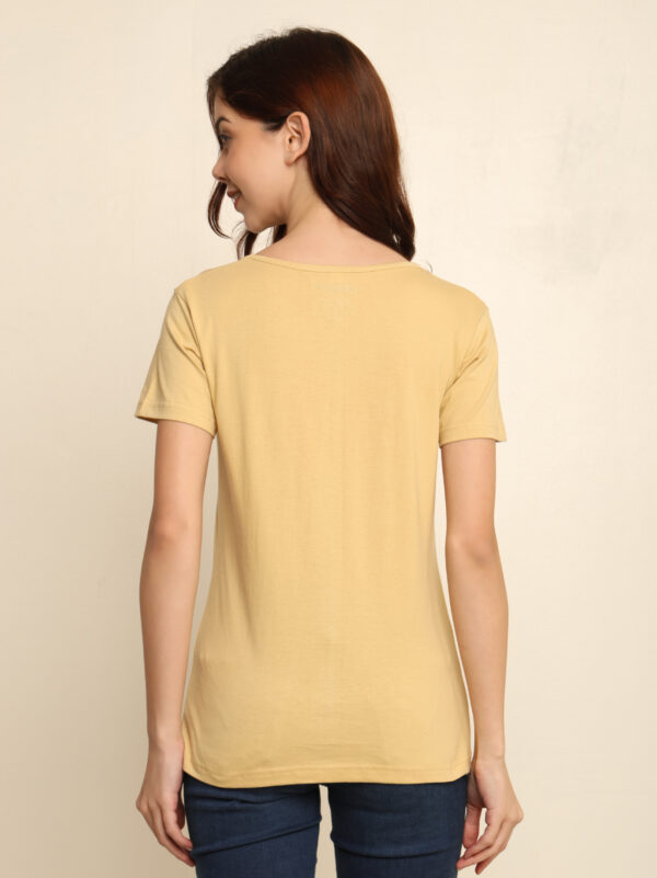 Absqura Solid Women Beige T-Shirt