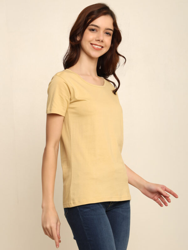 Absqura Solid Women Beige T-Shirt