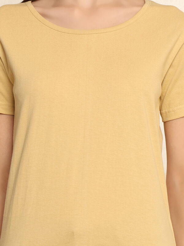 Absqura Solid Women Beige T-Shirt