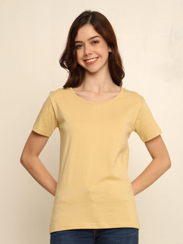 Absqura Solid Women Beige T-Shirt