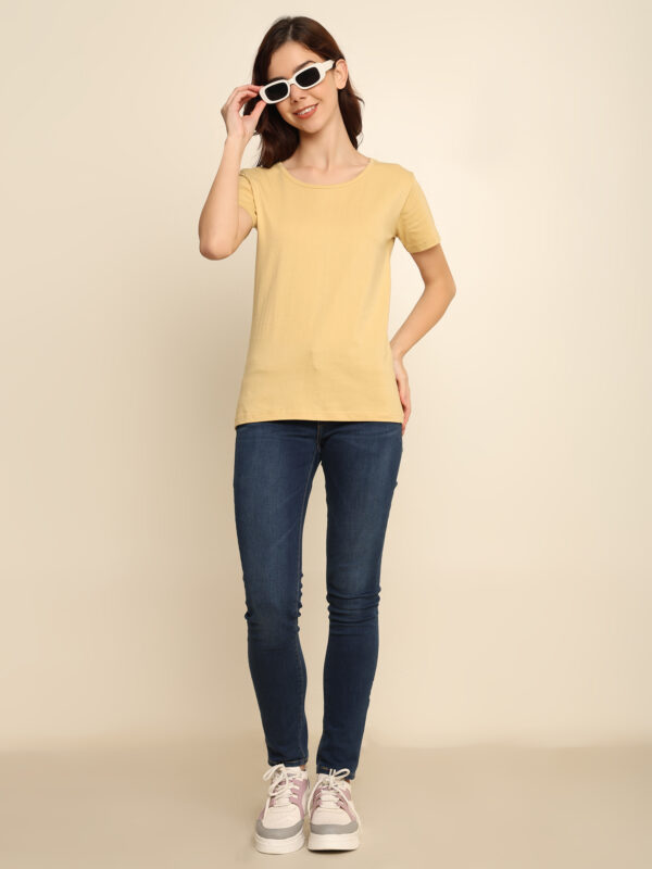 Absqura Solid Women Beige T-Shirt