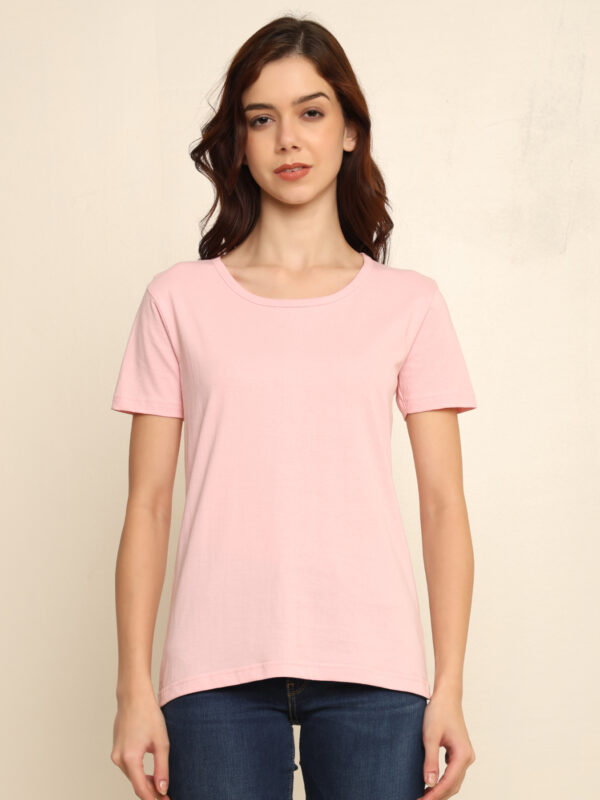 Absqura Solid Women Light Baby Pink T-Shirt