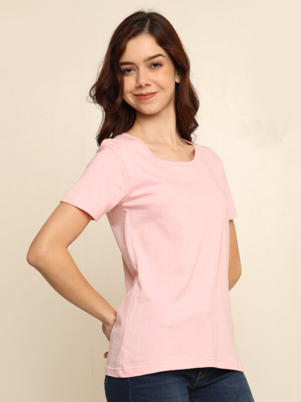 Absqura Solid Women Light Baby Pink T-Shirt