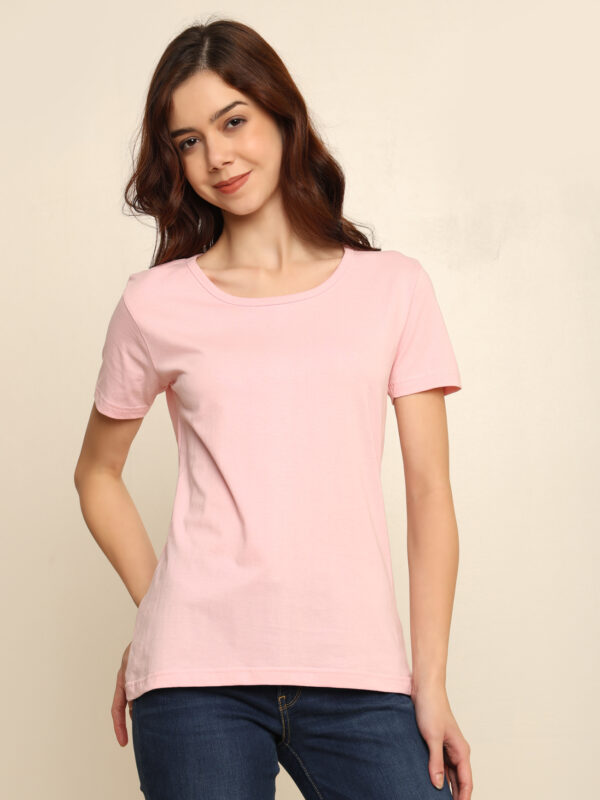 Absqura Solid Women Light Baby Pink T-Shirt