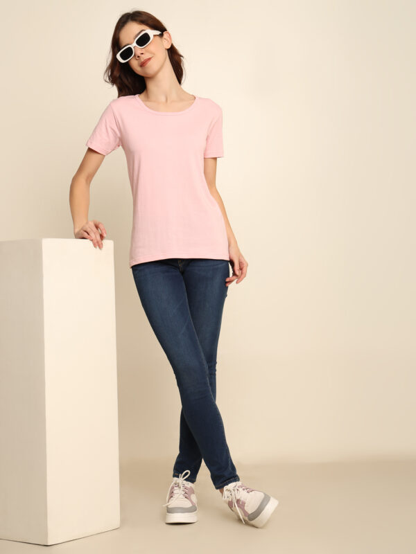 Absqura Solid Women Light Baby Pink T-Shirt