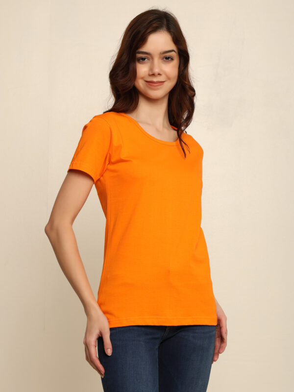 Absqura Solid Women Orange T-Shirt