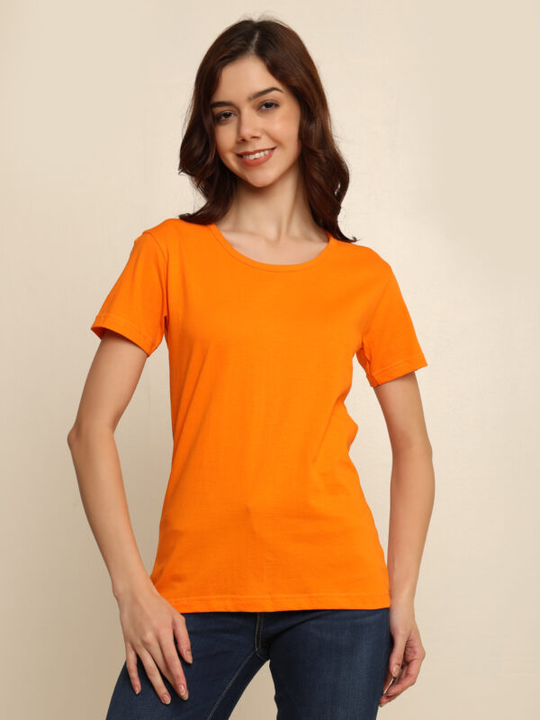 Absqura Solid Women Orange T-Shirt