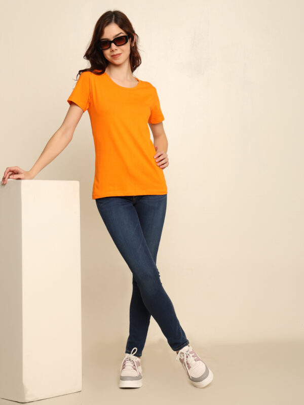 Absqura Solid Women Orange T-Shirt