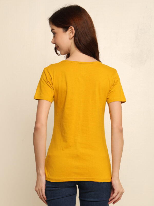 Absqura Solid Women Mustard Yellow T-Shirt