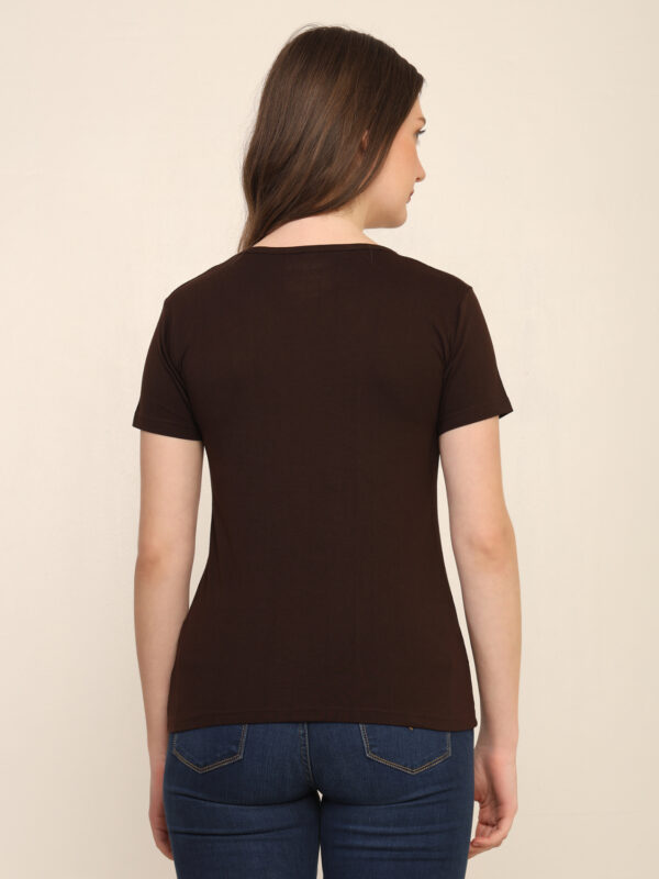 Absqura Solid Women Coffe Brown T-Shirt