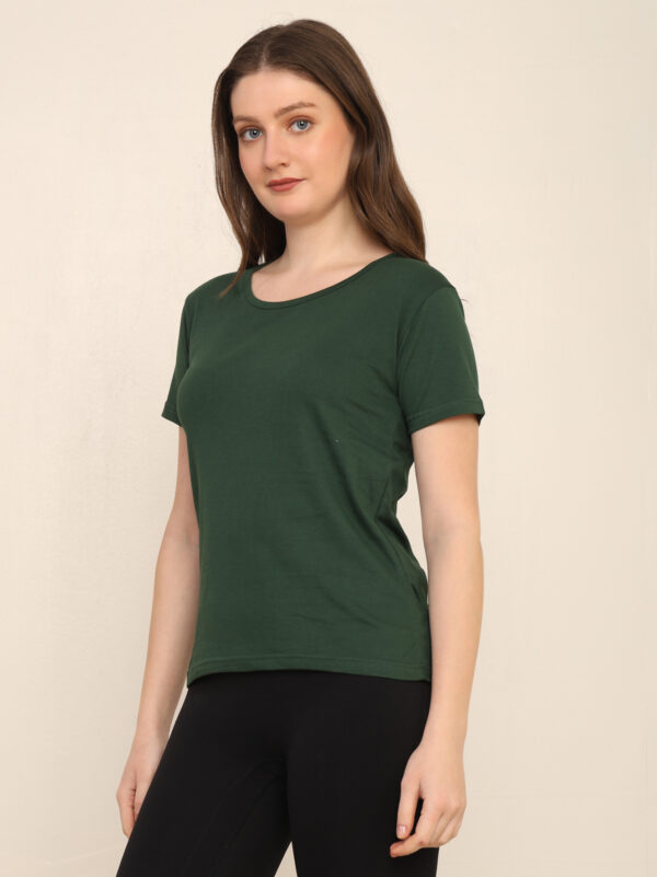 Absqura Solid Women Bottle Green T-Shirt