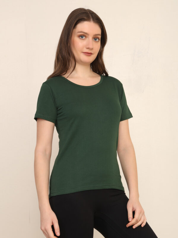Absqura Solid Women Bottle Green T-Shirt