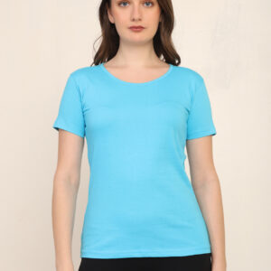 Absqura Solid Women Sky Blue T-Shirt