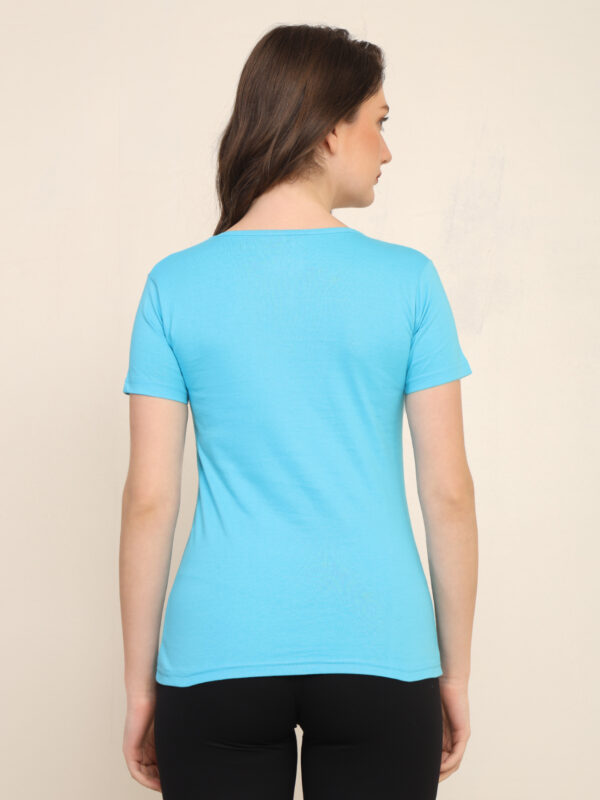 Absqura Solid Women Sky Blue T-Shirt