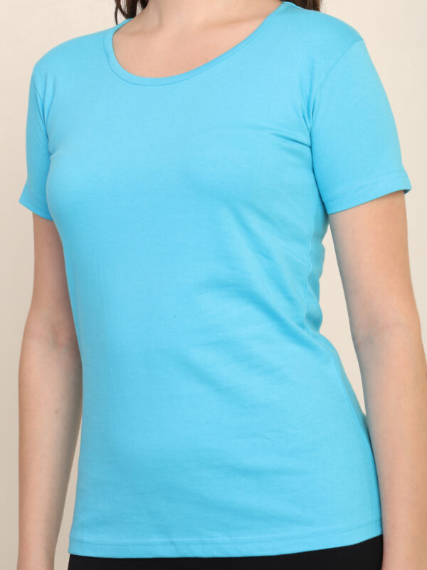 Absqura Solid Women Sky Blue T-Shirt