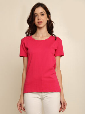 Absqura Solid Women Pink T-Shirt