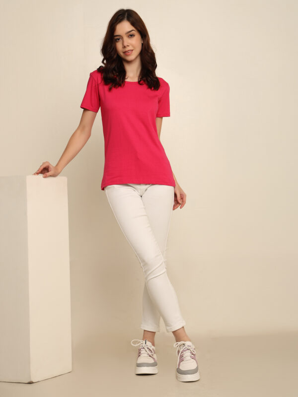 Absqura Solid Women Pink T-Shirt