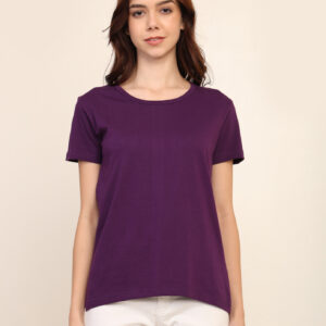 Absqura Solid Women Purple T-Shirt