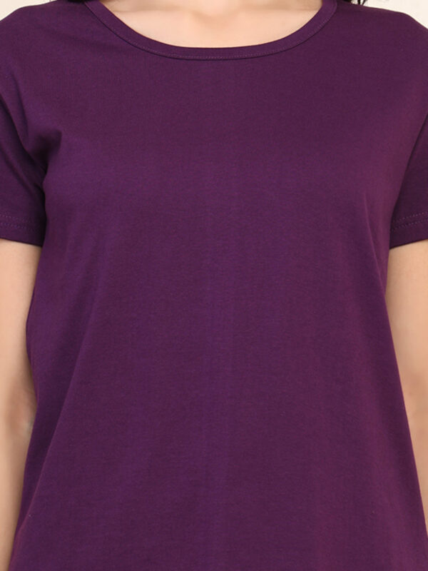 Absqura Solid Women Purple T-Shirt