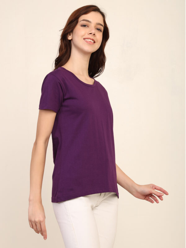 Absqura Solid Women Purple T-Shirt