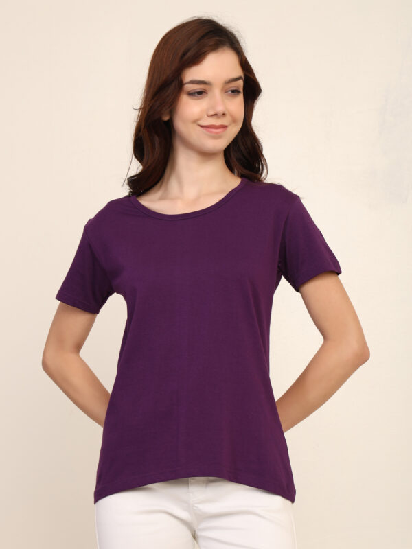 Absqura Solid Women Purple T-Shirt