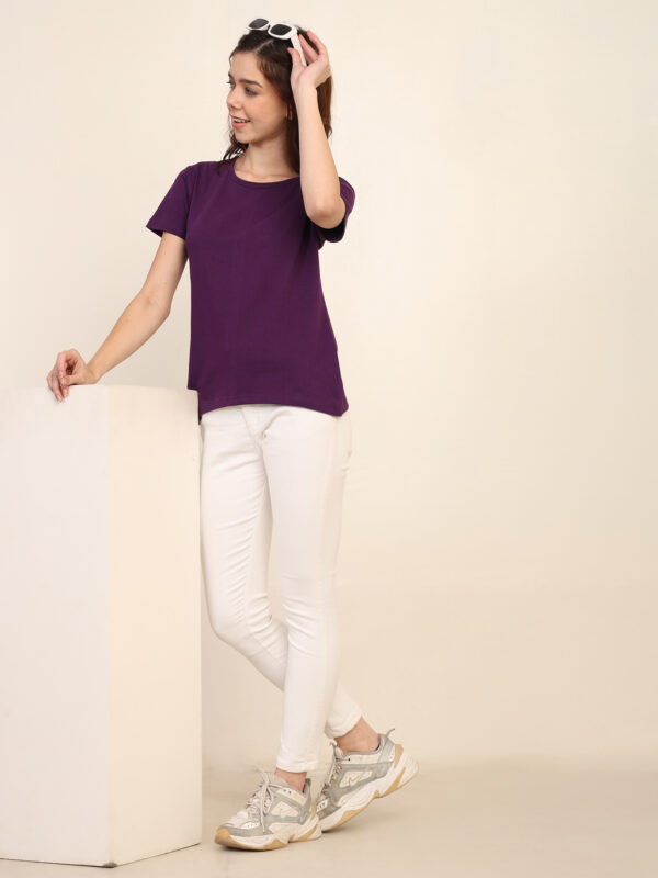 Absqura Solid Women Purple T-Shirt