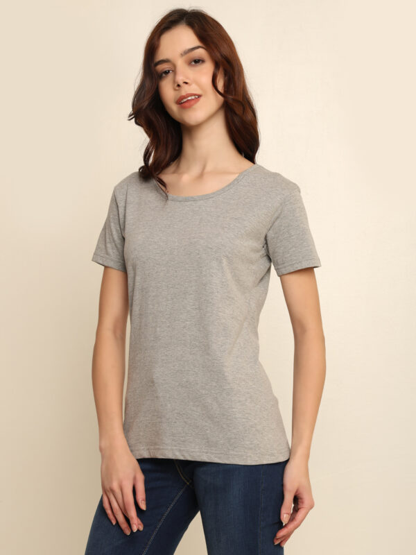 Absqura Solid Women Grey T-Shirt