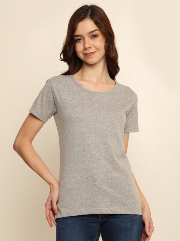 Absqura Solid Women Grey T-Shirt