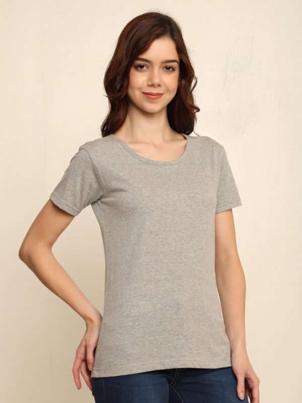 Absqura Solid Women Grey T-Shirt