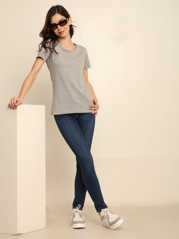 Absqura Solid Women Grey T-Shirt