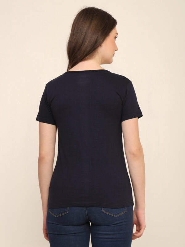 Absqura Solid Women Navy Blue T-Shirt