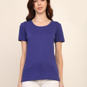 Absqura Solid Women Royal Blue T-Shirt