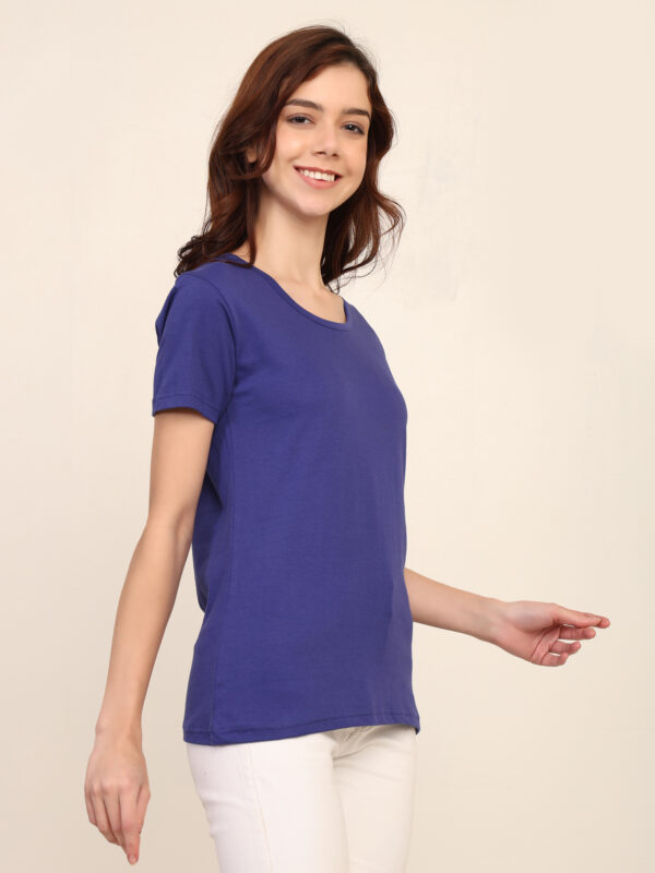 Absqura Solid Women Royal Blue T-Shirt