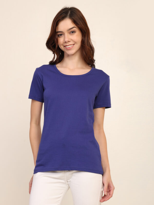 Absqura Solid Women Royal Blue T-Shirt