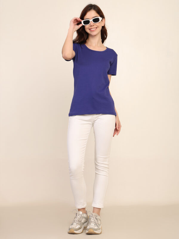 Absqura Solid Women Royal Blue T-Shirt