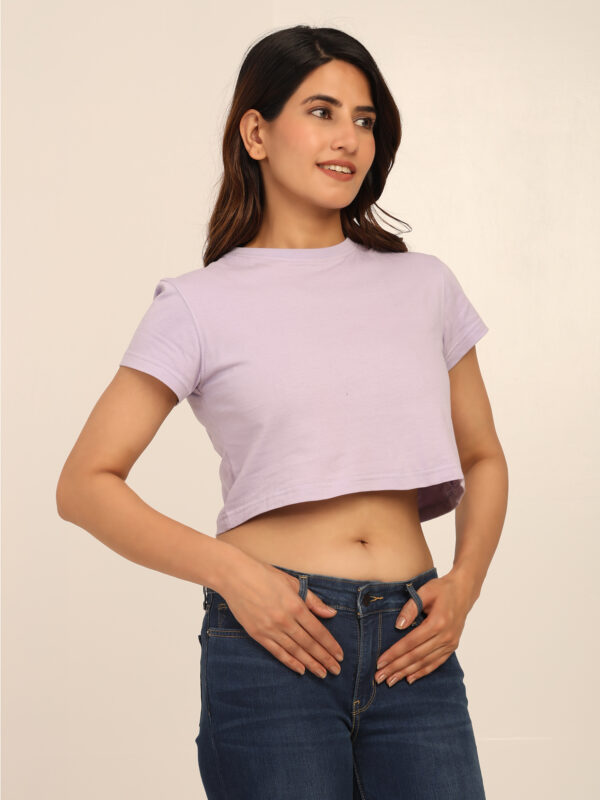 Absqura Solid Women Lavender Crop Top