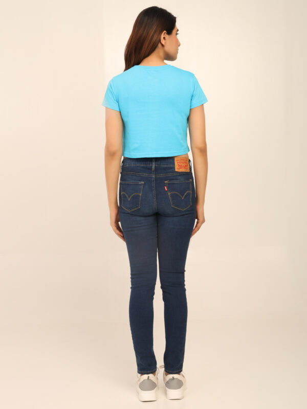 Absqura Solid Women Sky Blue Crop Top